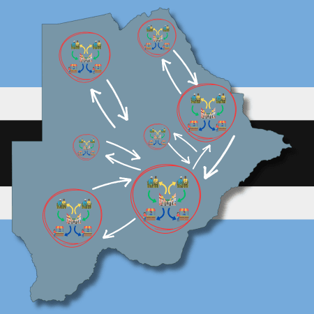 DCCI Botswana: National Network of Local Markets and Logistics Corridors Map